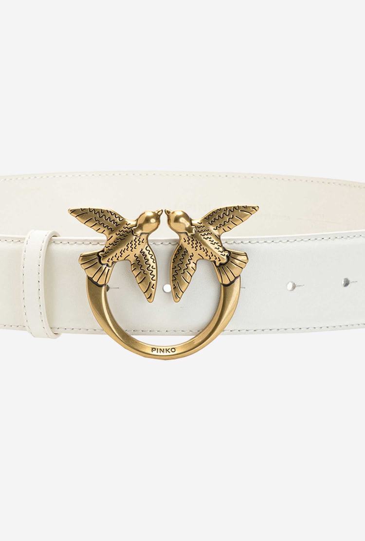 Beige Gold Women's Pinko Love Birds Leather Belts | Ireland-54132979