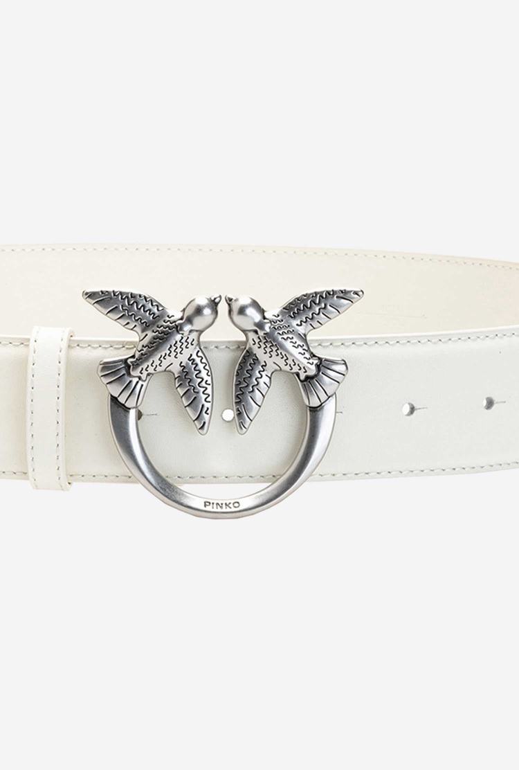 Beige Silver Women's Pinko Love Birds Leather Belts | Ireland-47962389