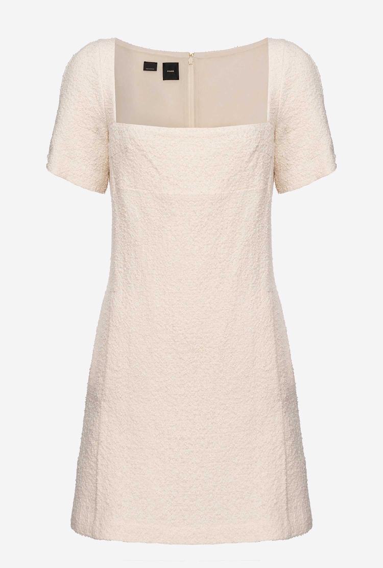 Beige Women's Pinko Basketweave Bouclé Dress | Ireland-91530829