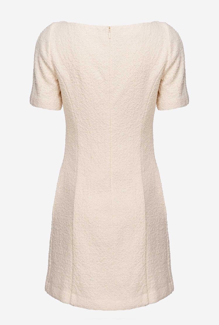 Beige Women's Pinko Basketweave Bouclé Dress | Ireland-91530829