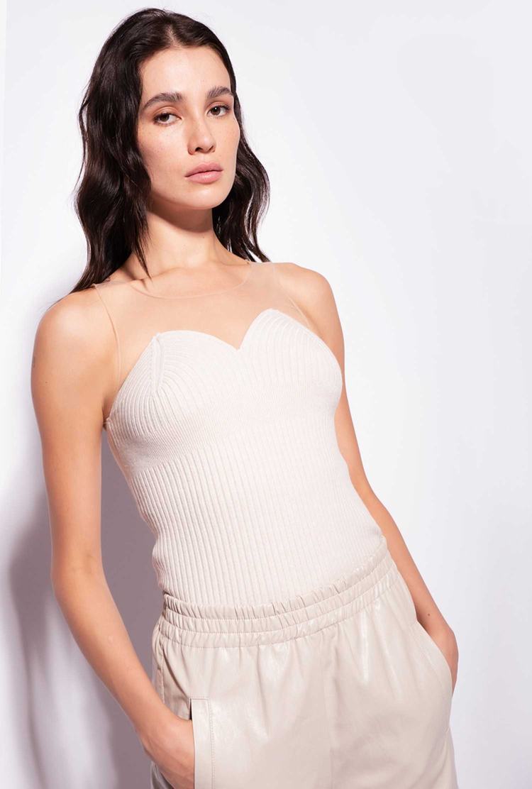 Beige Women's Pinko Bustier Bandeau | Ireland-39164289