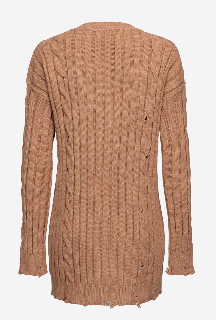 Beige Women's Pinko Cable-knit Dress | Ireland-54769209