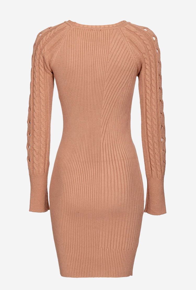 Beige Women's Pinko Cable-knit Mini Dress | Ireland-90728149