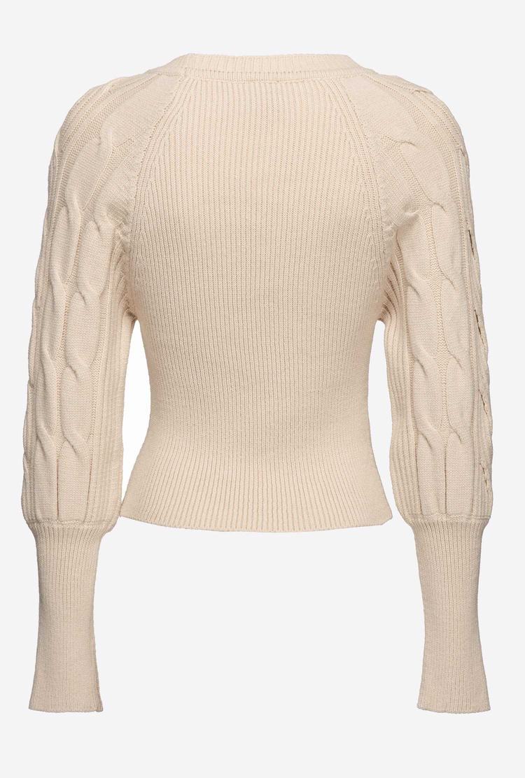 Beige Women's Pinko Cable-knit Pullover | Ireland-17649509