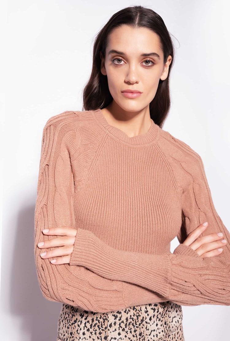 Beige Women's Pinko Cable-knit Pullover | Ireland-36029879