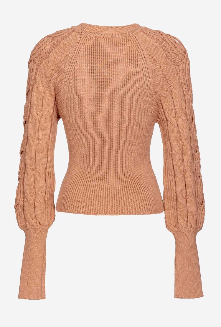 Beige Women's Pinko Cable-knit Pullover | Ireland-36029879