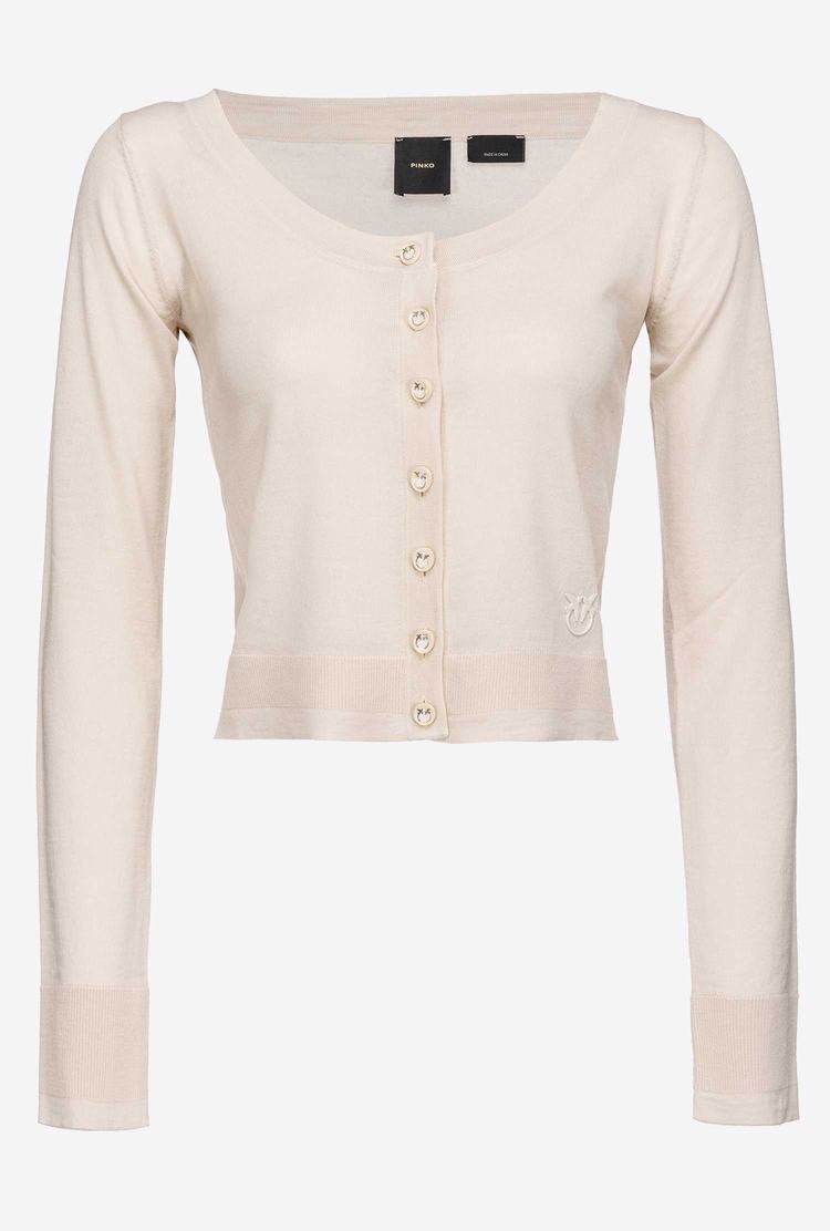 Beige Women's Pinko Cropped Colour-block Cardigan | Ireland-67139529