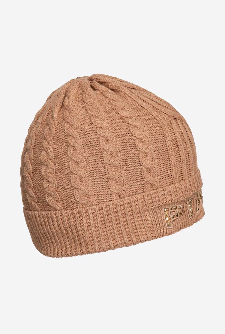 Beige Women's Pinko Embroidered Beanie | Ireland-24983169