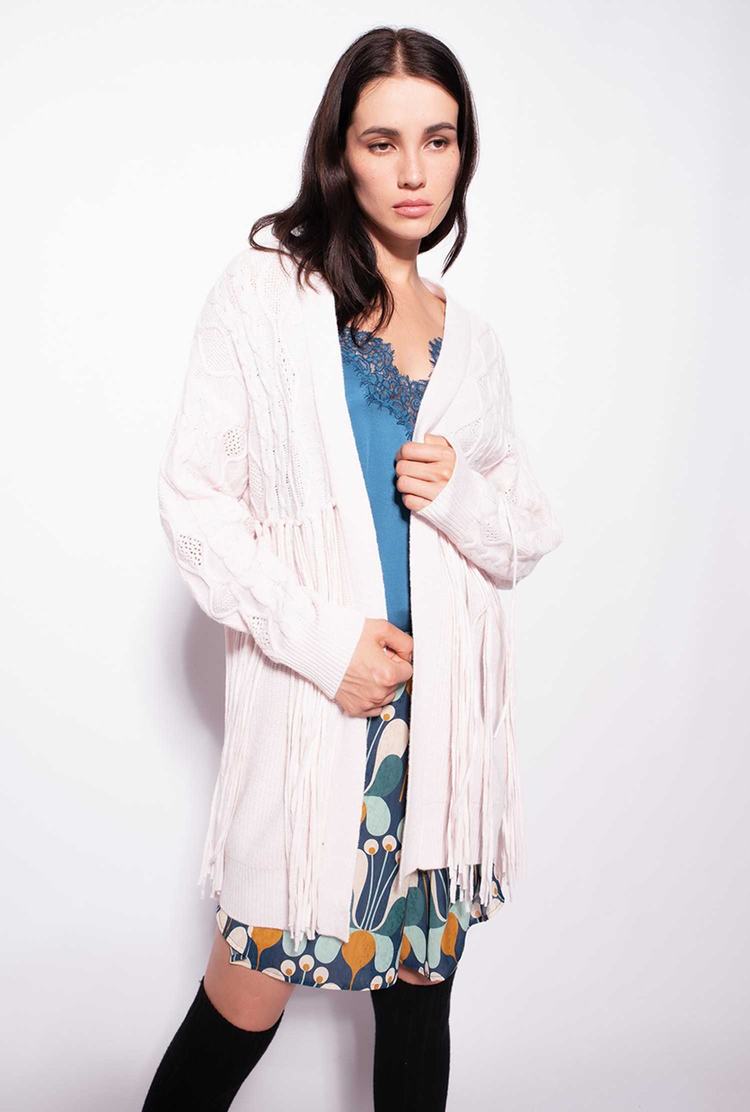 Beige Women's Pinko Fringing Cardigan | Ireland-42835969