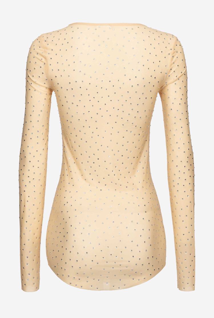 Beige Women's Pinko Fully Rhinestoned Sweaters | Ireland-35624899