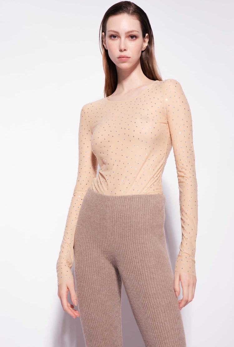 Beige Women\'s Pinko Fully Rhinestoned Sweaters | Ireland-35624899