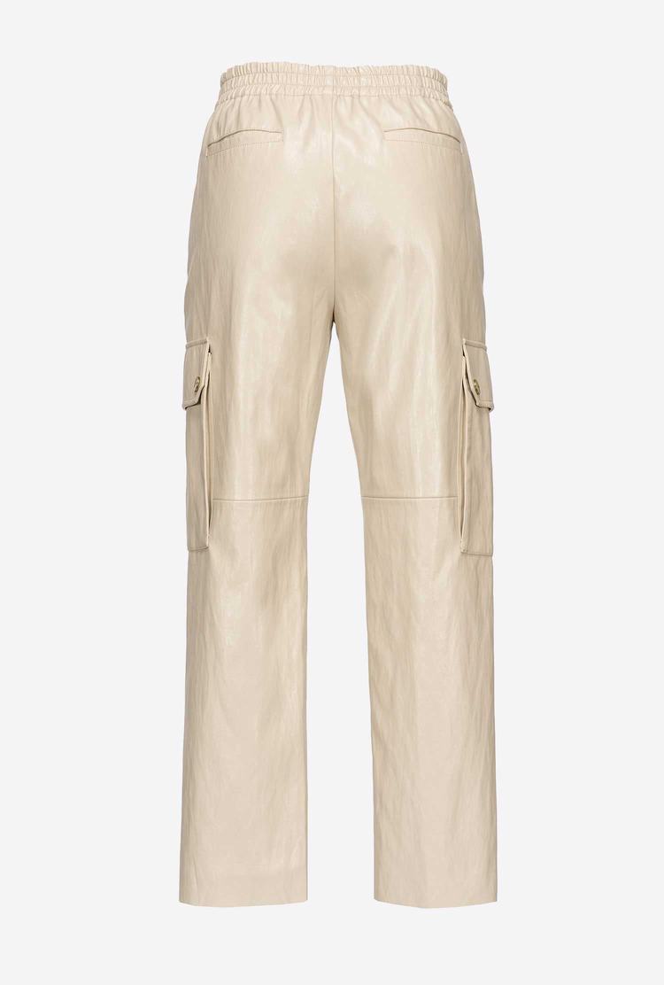 Beige Women's Pinko Leather-look Cargo Pants | Ireland-47081399