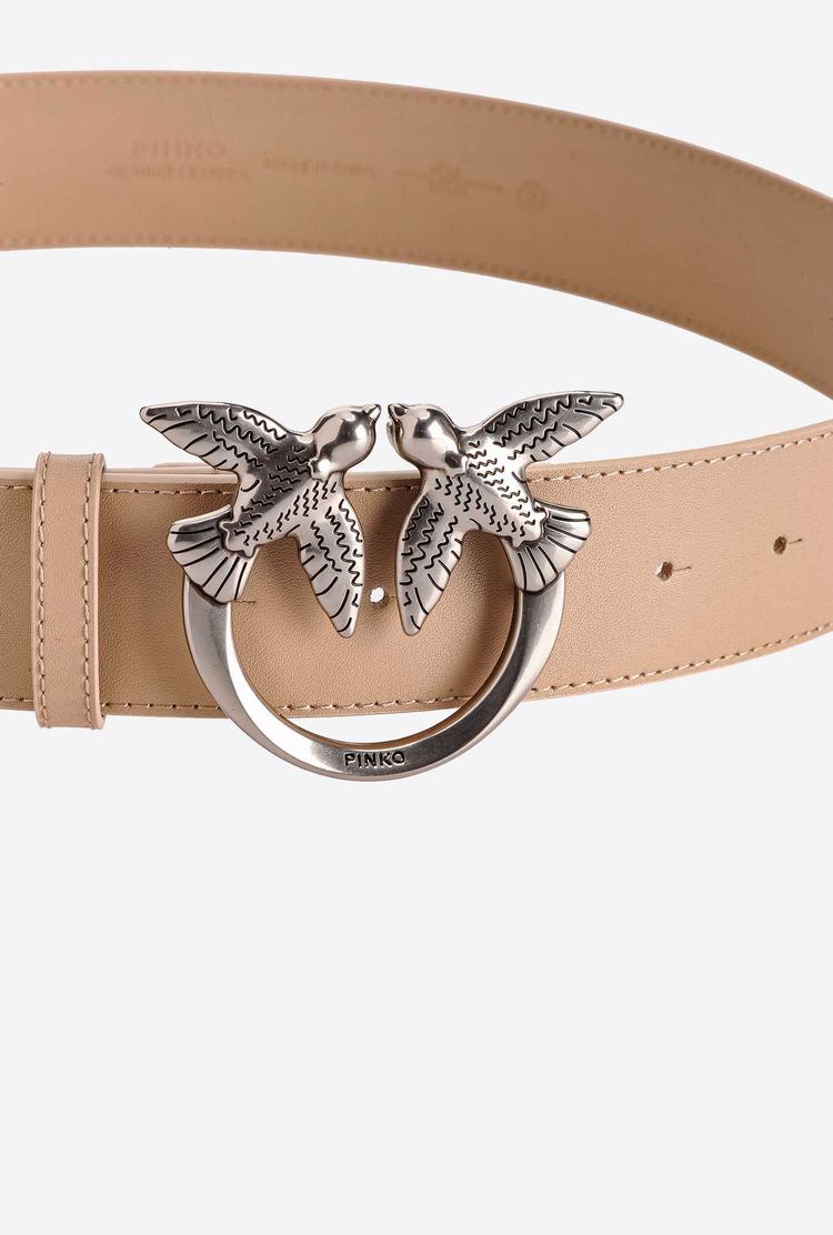 Beige Women's Pinko Love Birds Leather Belts | Ireland-87140699