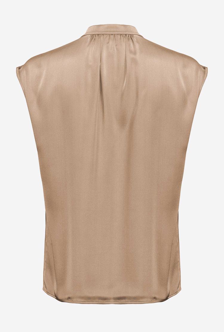 Beige Women's Pinko Sleeveless Satin Shirts | Ireland-91384209