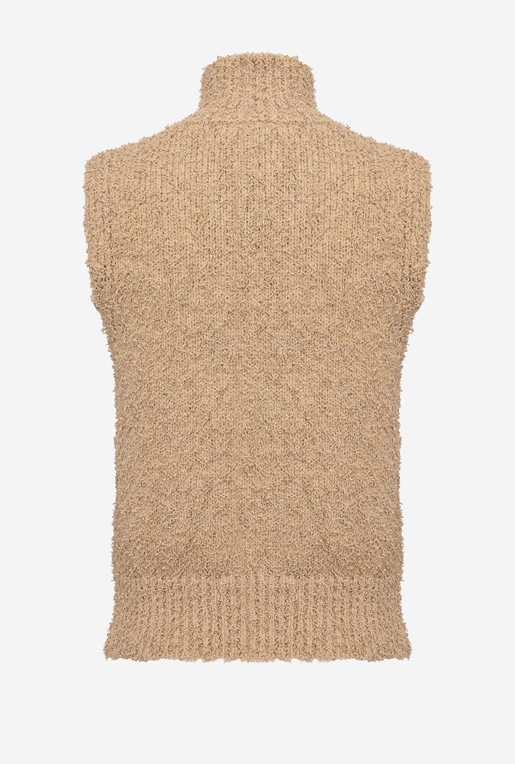 Beige Women's Pinko Turtleneck Vest | Ireland-13840929