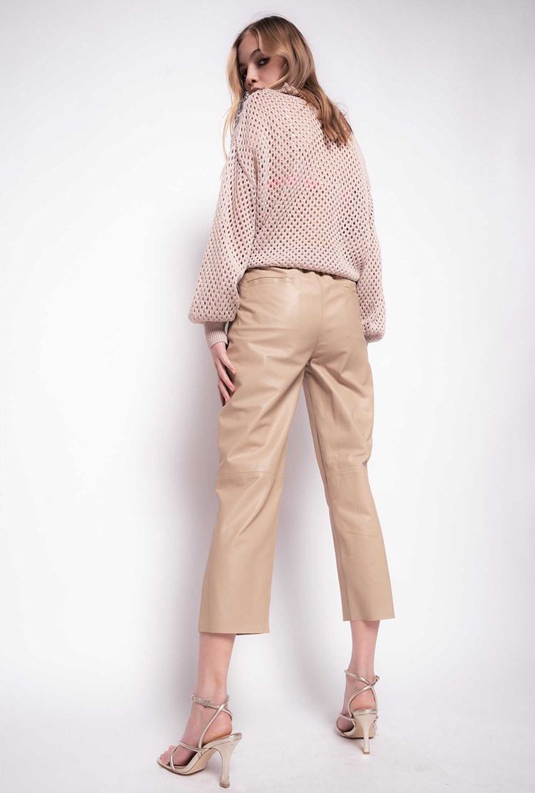 Beige Women's Pinko Ultralight Leather Pants | Ireland-42096159