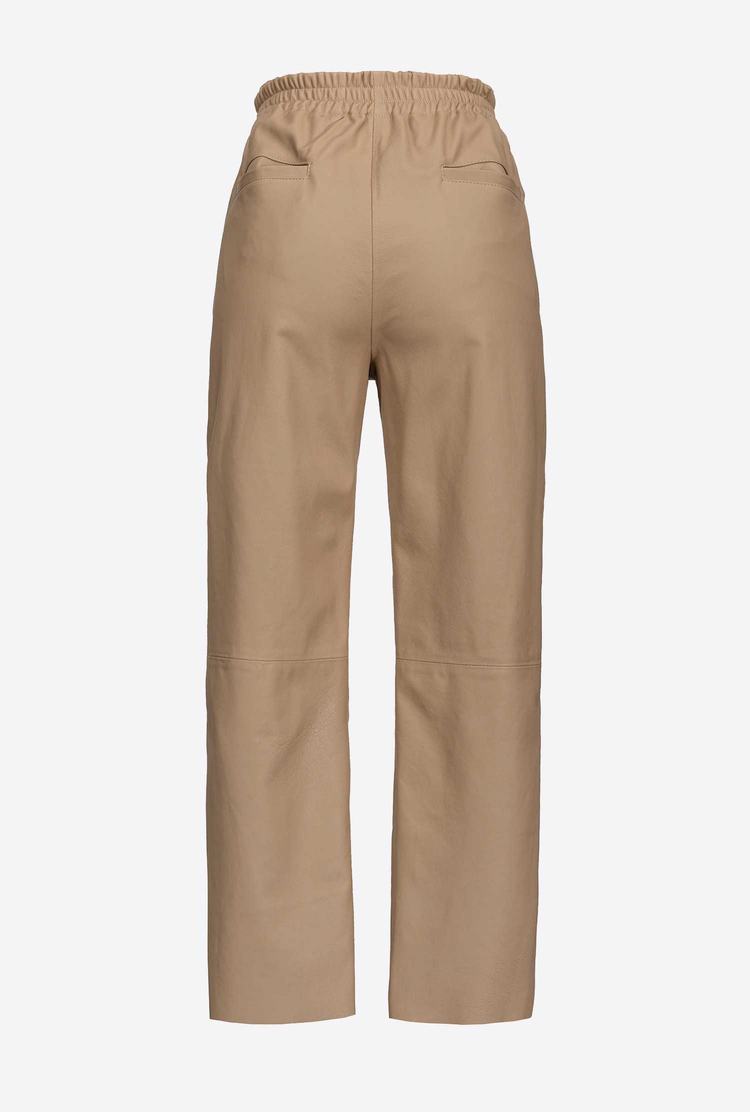 Beige Women's Pinko Ultralight Leather Pants | Ireland-42096159