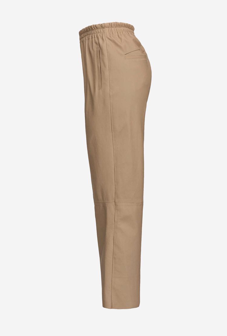 Beige Women's Pinko Ultralight Leather Pants | Ireland-42096159