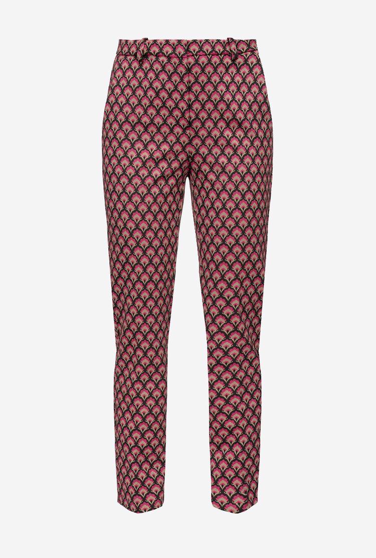 Black Beige Fuchsia Women's Pinko Liberty Floral Slim-fit Pants | Ireland-37840159