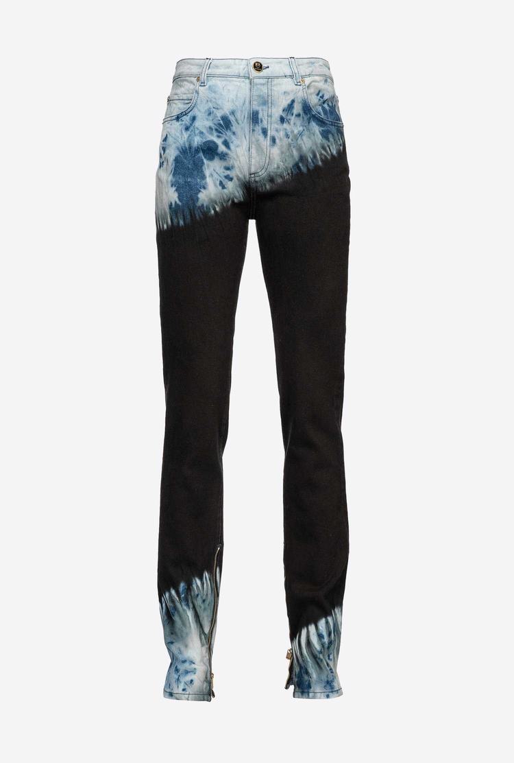 Black/Blue/Grey Women's Pinko Skinny Tie-dye Jeans | Ireland-85063219