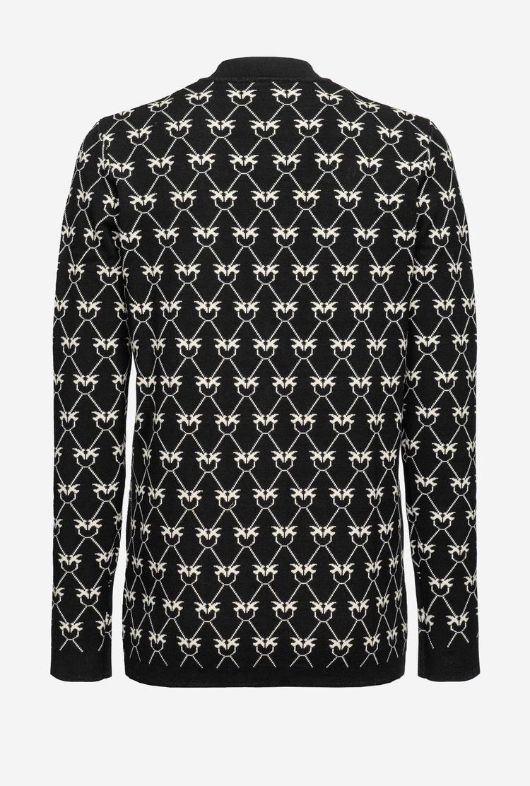 Black/Cream Women's Pinko Jewel Buttons Cardigan | Ireland-83791659