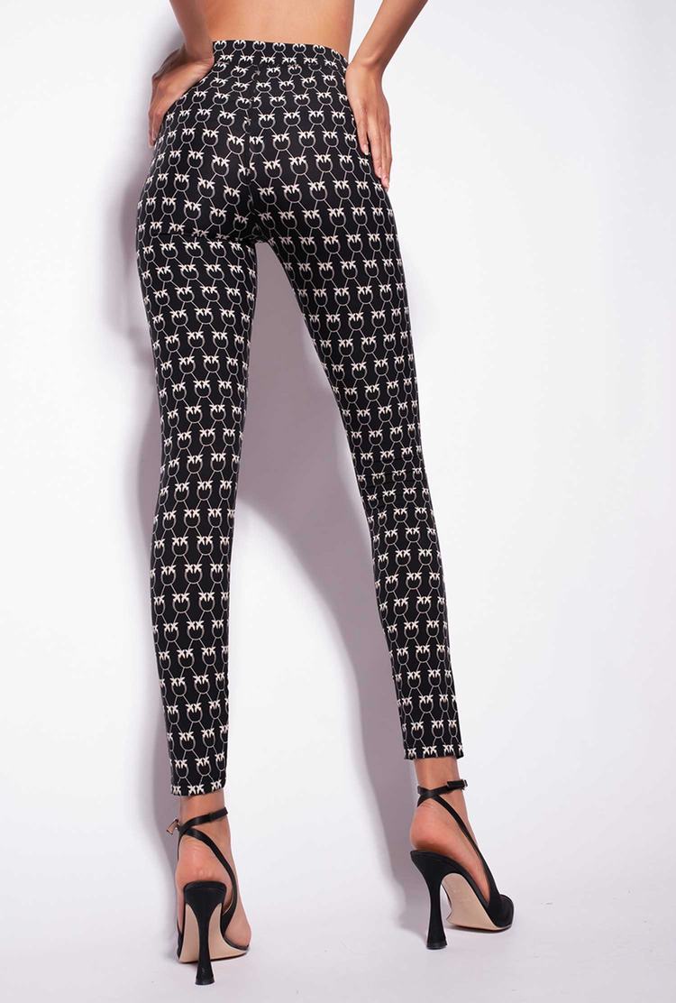 Black/Cream Women's Pinko Monogram Pants | Ireland-69487059