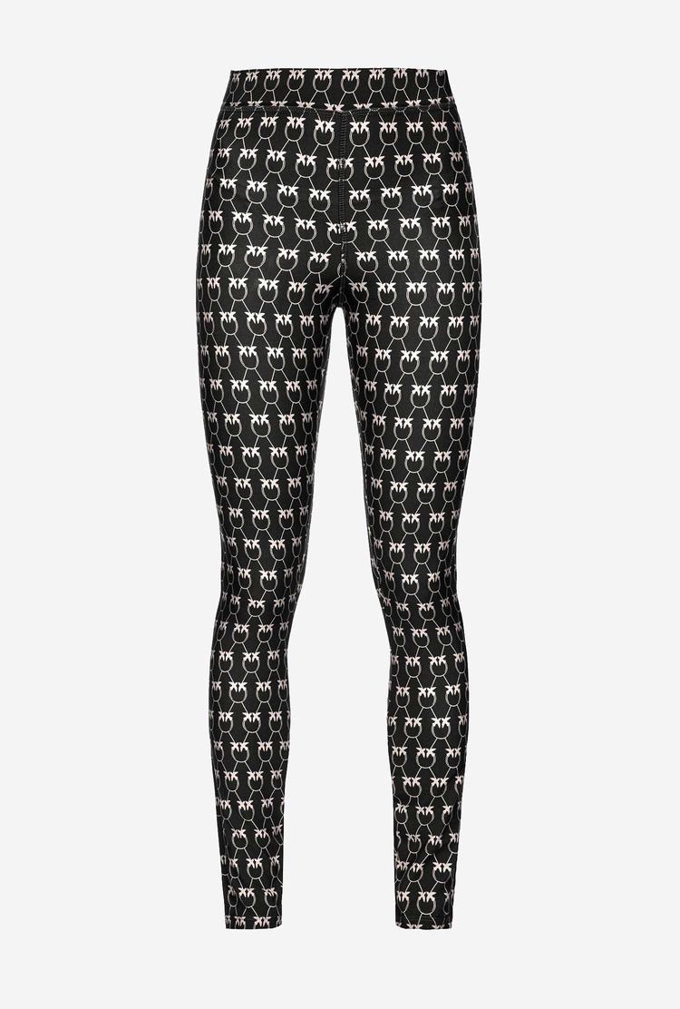 Black/Cream Women's Pinko Monogram Pants | Ireland-69487059