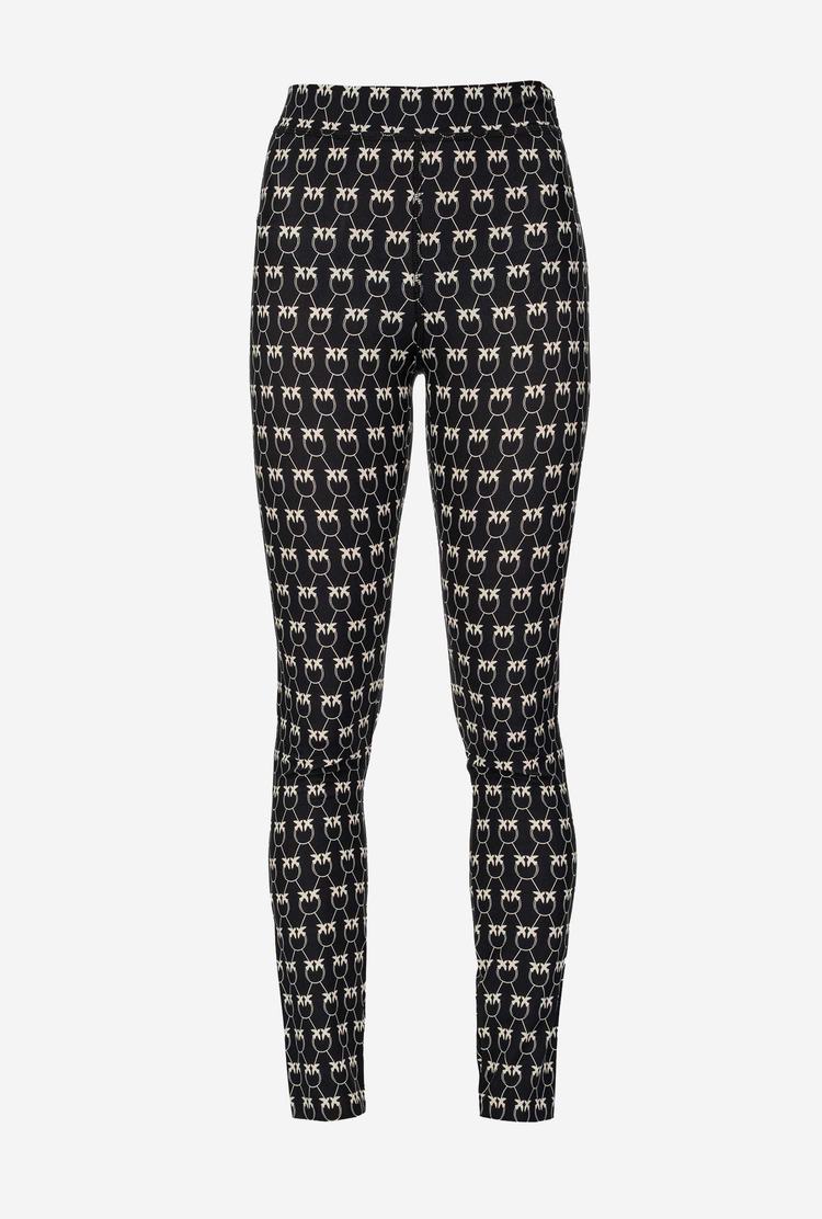 Black/Cream Women's Pinko Monogram Pants | Ireland-83529609