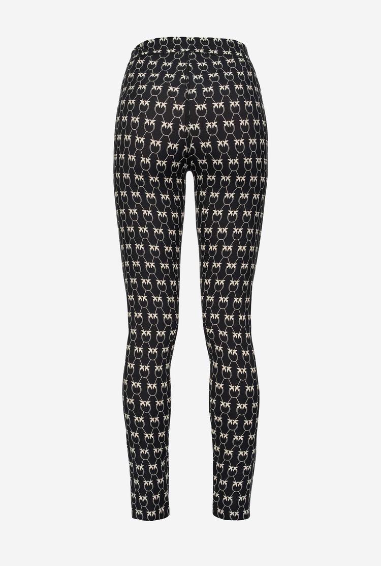 Black/Cream Women's Pinko Monogram Pants | Ireland-83529609