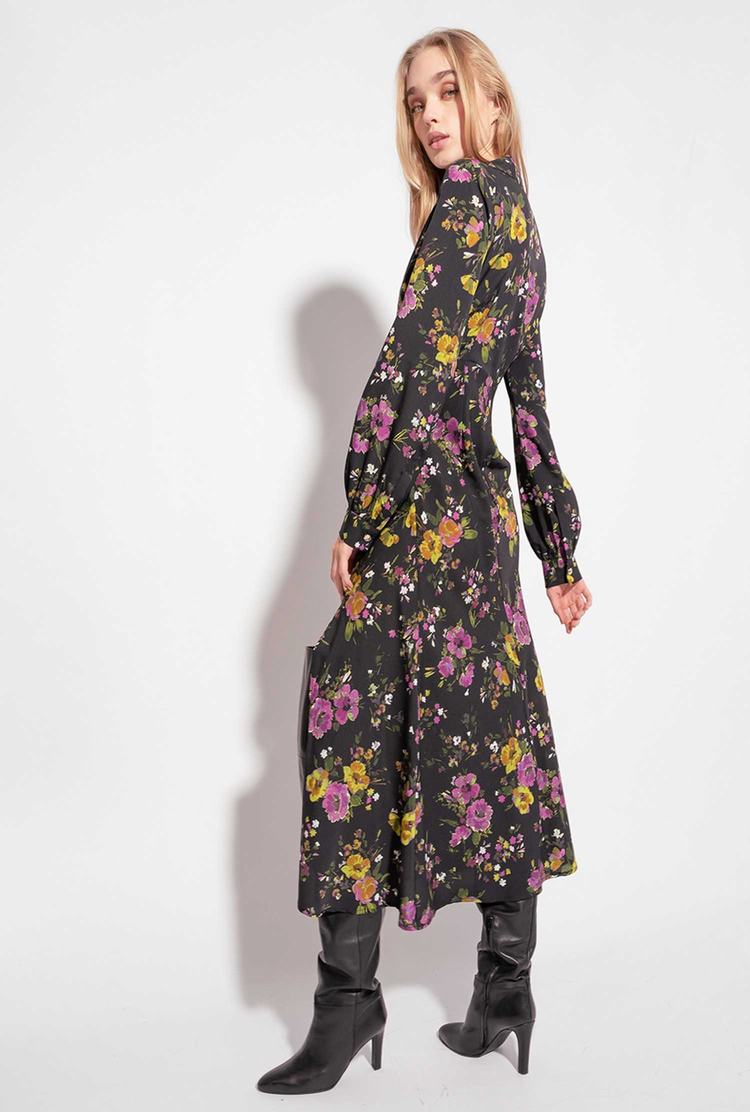 Black/Fuchsia/Green Women's Pinko Floral Dress | Ireland-30265879