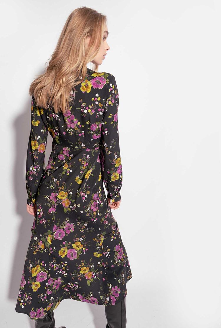 Black/Fuchsia/Green Women's Pinko Floral Dress | Ireland-30265879