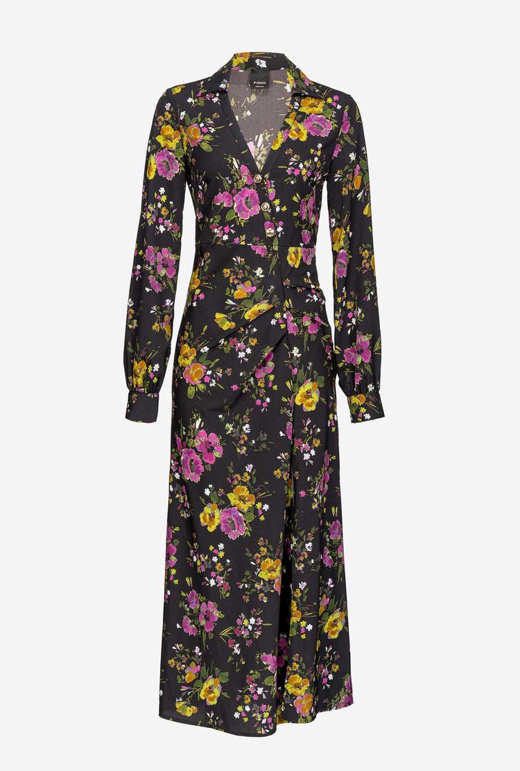 Black/Fuchsia/Green Women's Pinko Floral Dress | Ireland-30265879