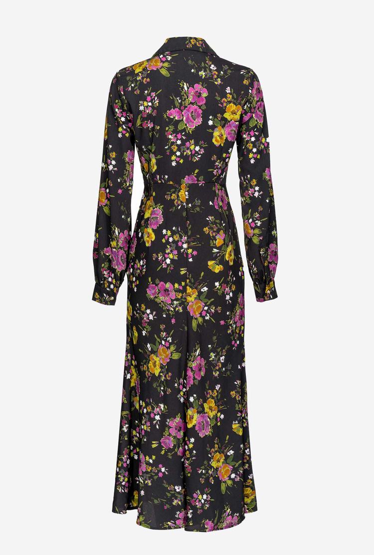 Black/Fuchsia/Green Women's Pinko Floral Dress | Ireland-30265879