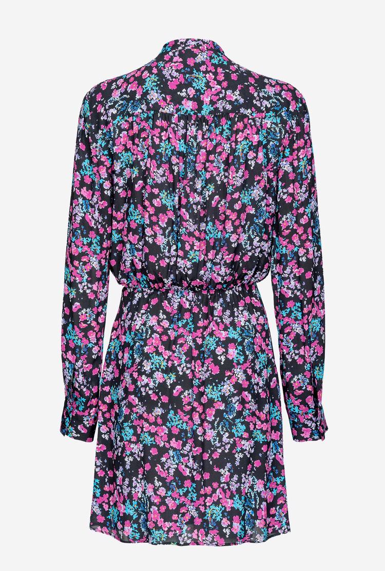 Black/Fuchsia Women's Pinko Micro-floral Dress | Ireland-82036799