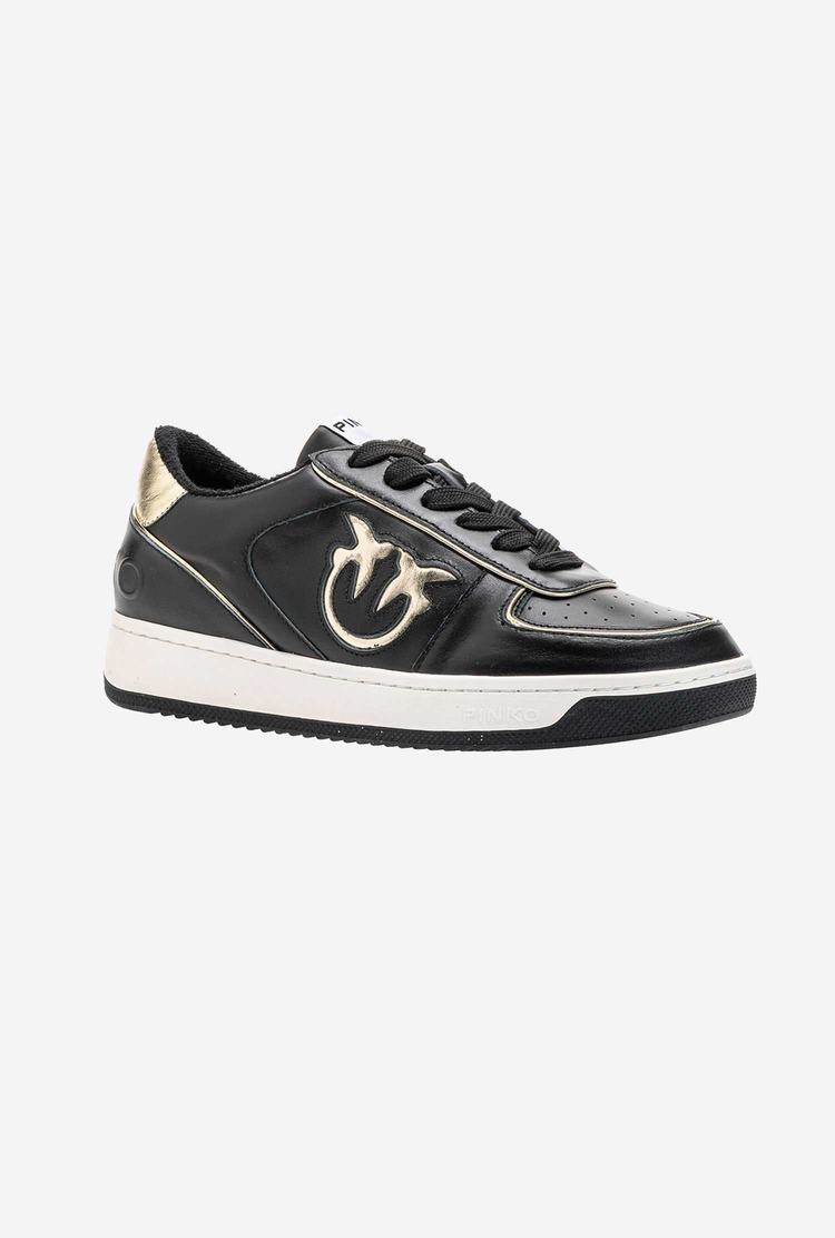 Black/Gold Women's Pinko Basketball Sneakers | Ireland-98310769