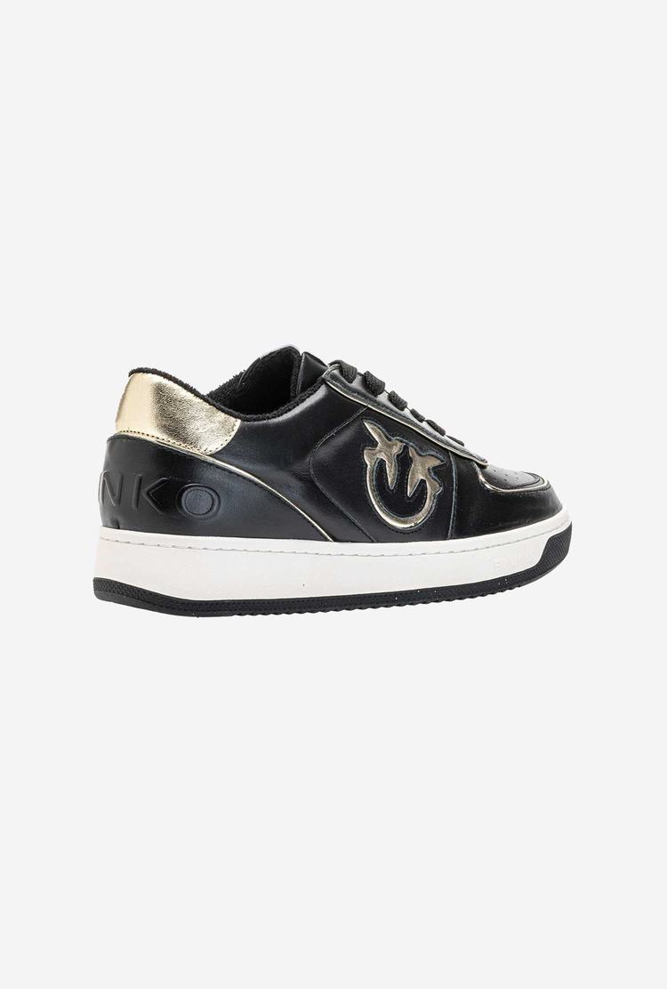 Black/Gold Women's Pinko Basketball Sneakers | Ireland-98310769