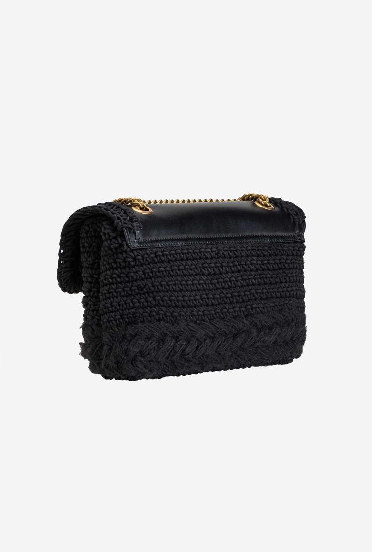 Black Gold Women's Pinko Classic Love Bag Puff Crochet Crossbody Bags | Ireland-71485329