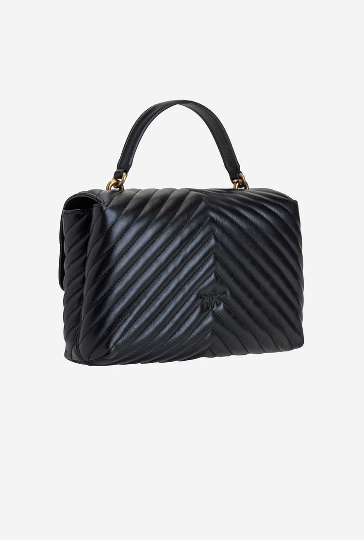 Black Gold Women's Pinko Lady Love Bag Puff Chevron Handbag | Ireland-24870969