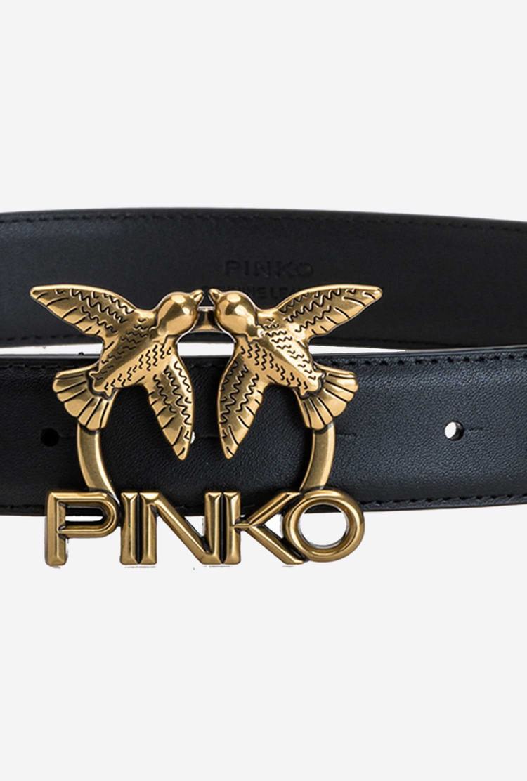 Black Gold Women's Pinko Love Birds Leather Belts | Ireland-19063879