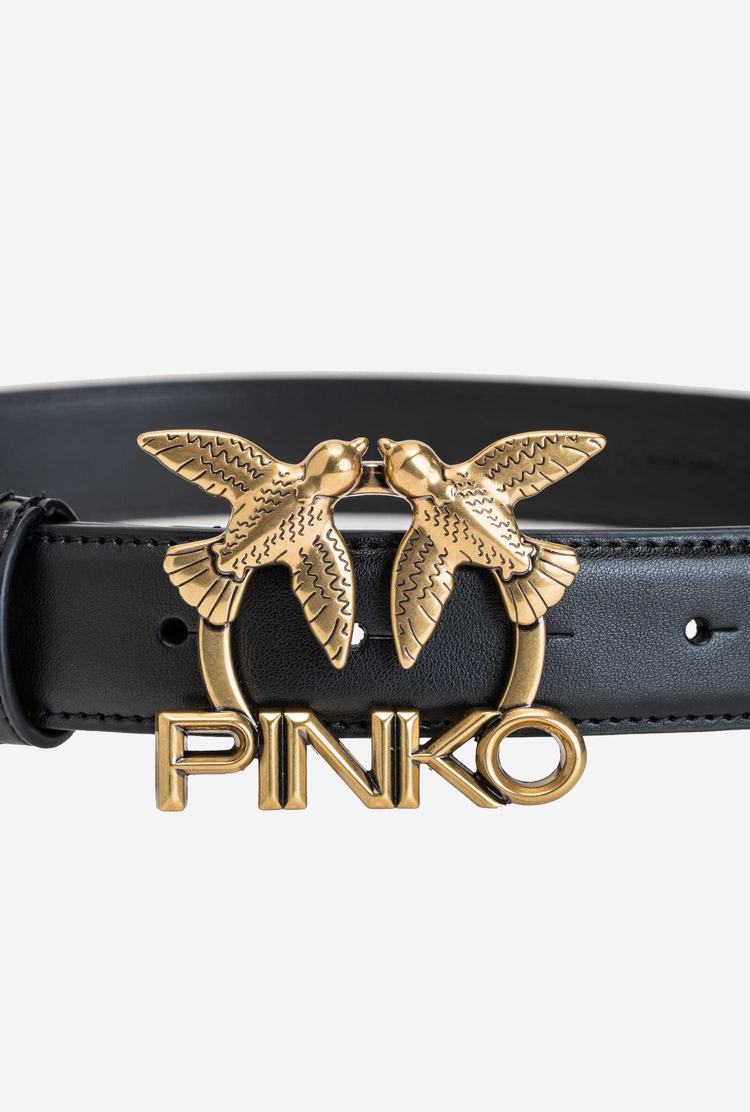 Black Gold Women's Pinko Love Birds Logo Belts | Ireland-10764829