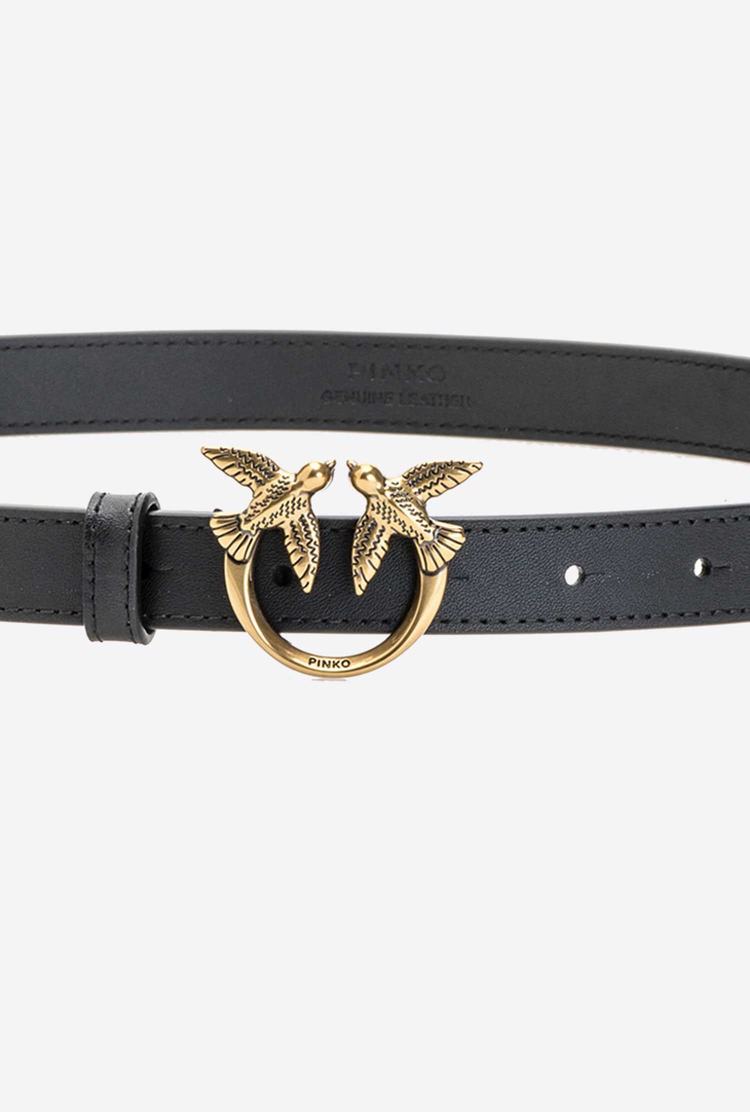 Black Gold Women's Pinko Love Birds Thin Leather Belts | Ireland-50712649