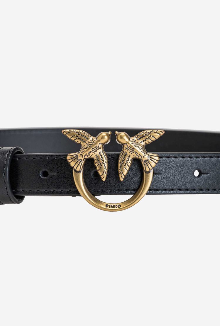 Black Gold Women's Pinko Love Birds Thin Leather Belts | Ireland-64950189