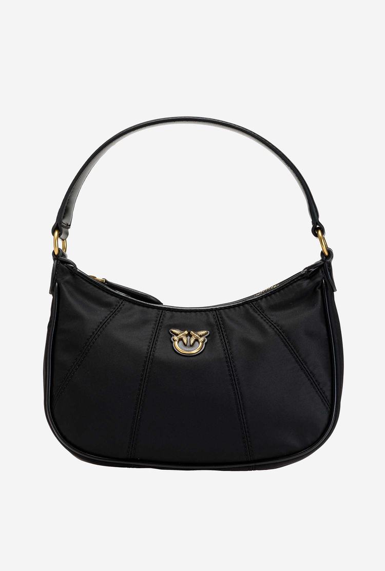 Black Gold Women's Pinko Mini Half Moon Bag Recycled Shoulder Bags | Ireland-76851909