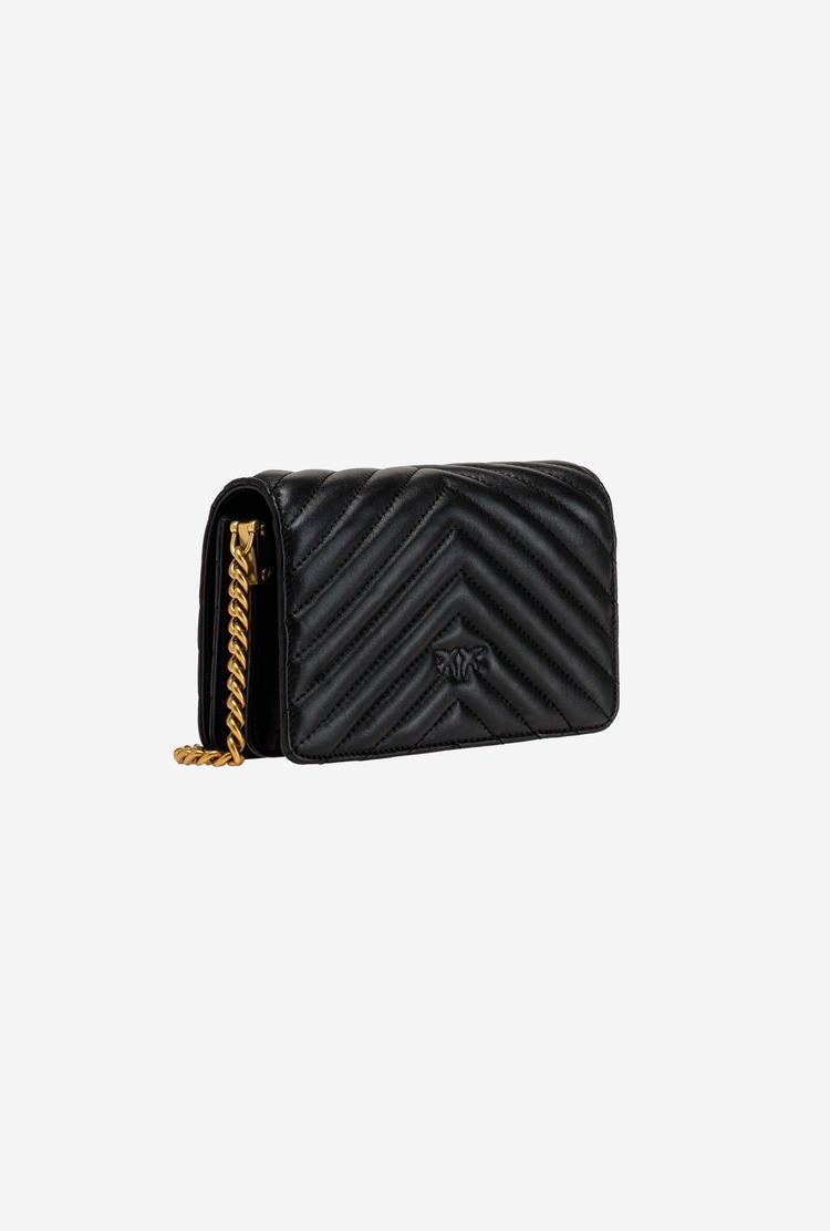 Black Gold Women's Pinko Mini Love Bag Click Chevron Crossbody Bags | Ireland-92483169