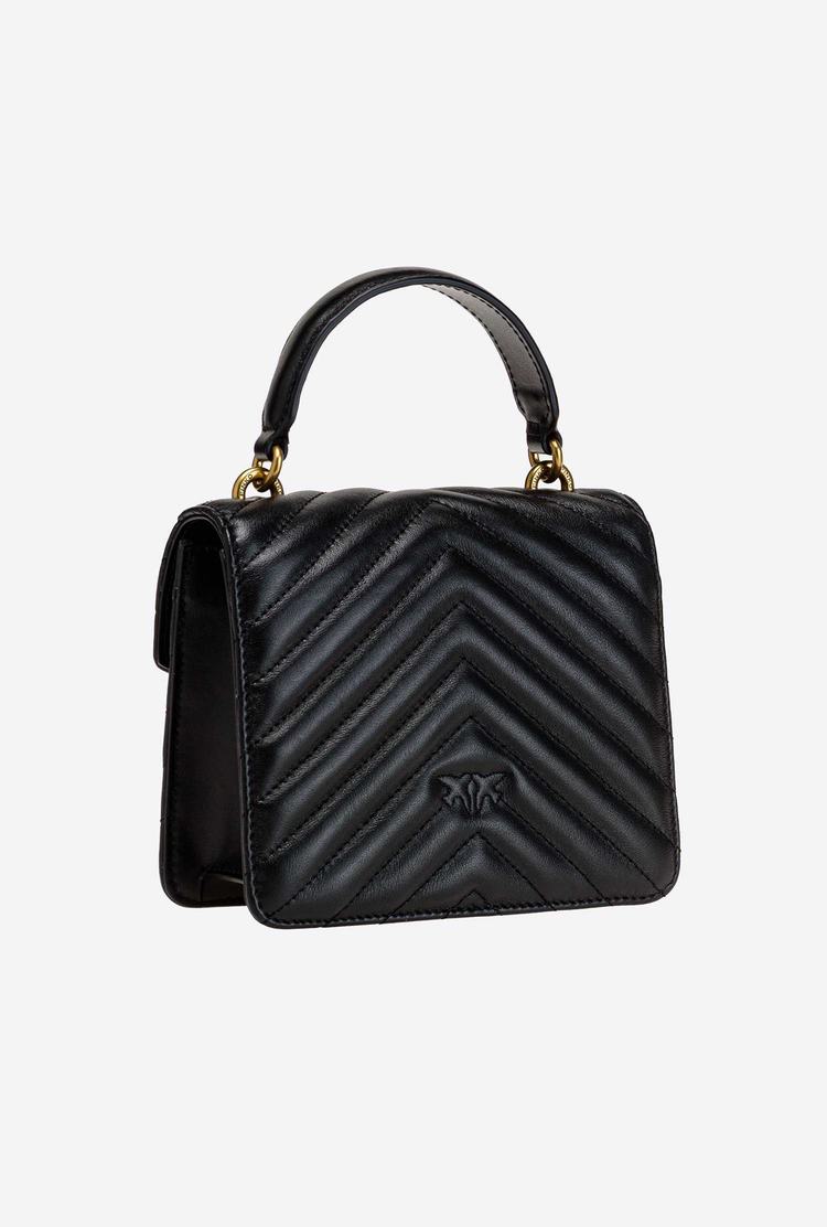 Black Gold Women's Pinko Mini Love Bag Handle Chevron Handbag | Ireland-71532099