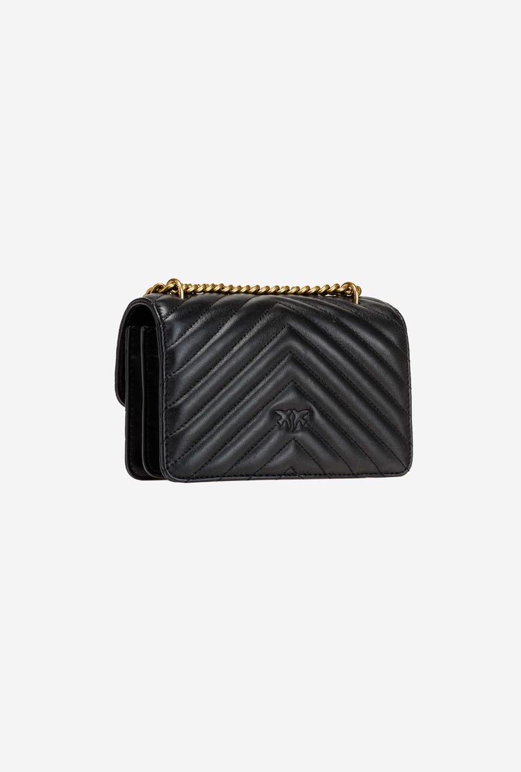 Black Gold Women's Pinko Mini Love Bag Icon Chevron Shoulder Bags | Ireland-04816379