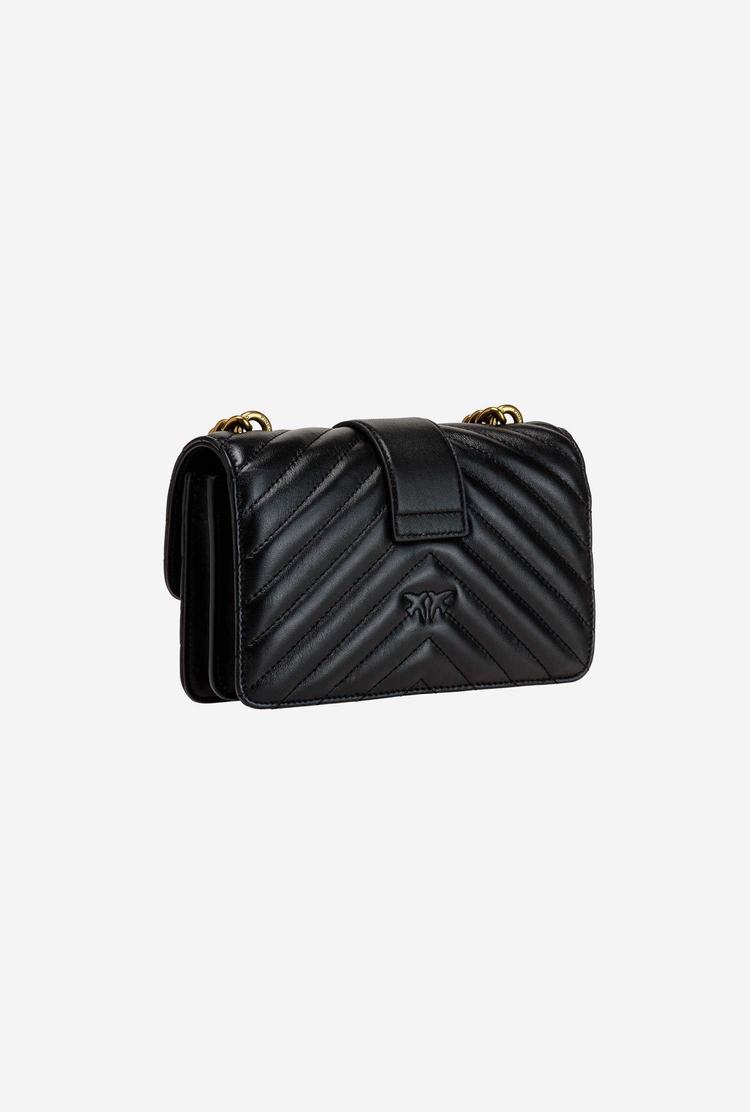 Black Gold Women's Pinko Mini Love Bag Icon Chevron Crossbody Bags | Ireland-35298019