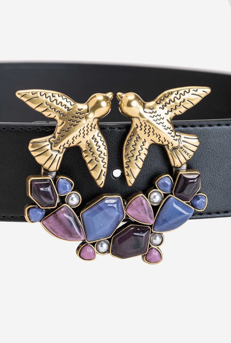 Black Gold Women's Pinko Multicoloured Stones Belts | Ireland-20869579