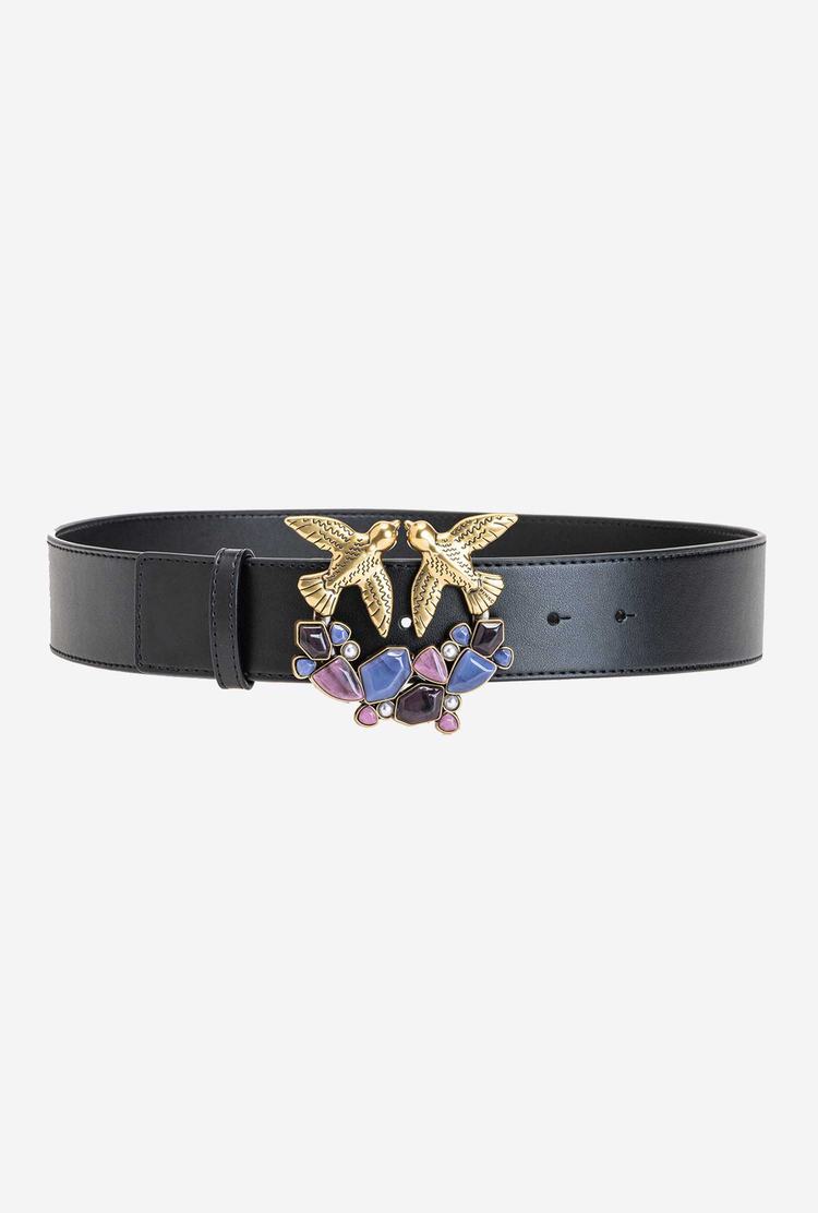 Black Gold Women\'s Pinko Multicoloured Stones Belts | Ireland-20869579