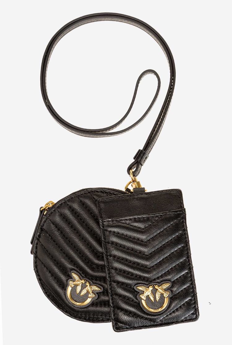 Black Gold Women\'s Pinko Necklace Mini Love Bag Chevron Purses | Ireland-65283499